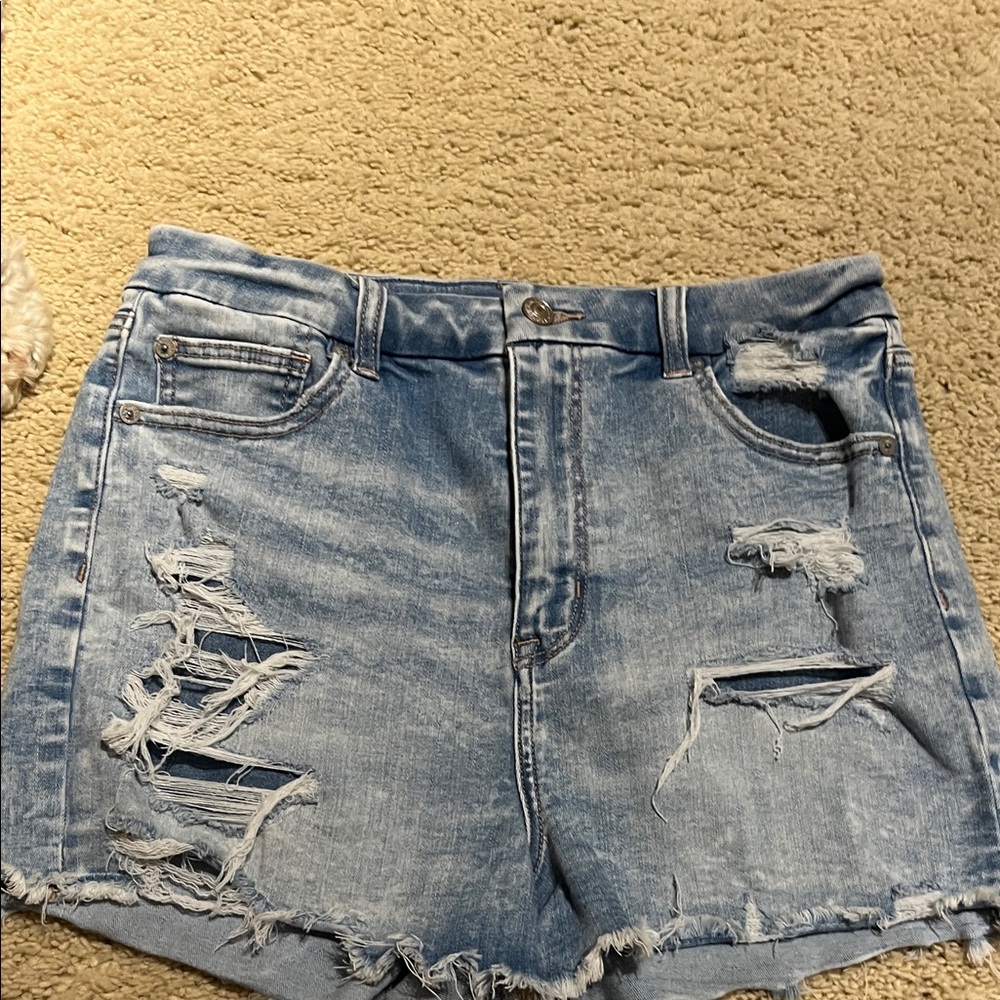 American Eagle Outfitters Ripped Light Blue Jean Shorts